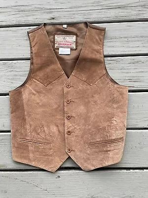 Permit Platinum Brand Men Size Small Brown/Tan Leather Suede Vest For Under Suit • $16.99