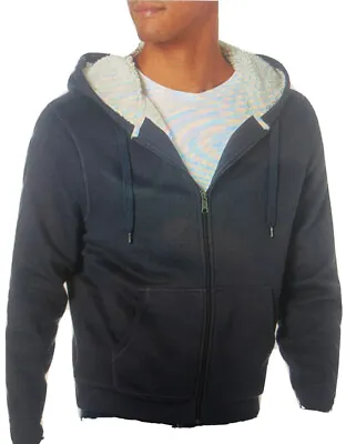 Amazon Essentials Men's Sherpa Lined Full-Zip Hooded Fleece Sweatshirt Navy M • $34.99