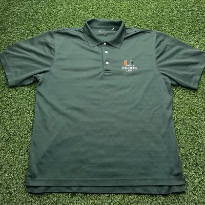 Miami Hurricanes Law Polo Mens Large L Green Performance Stretch University • $18.99