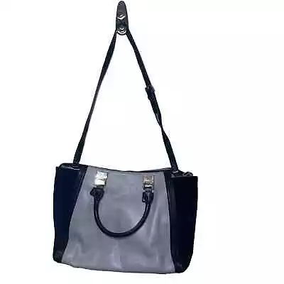 Zara Basic Faux Leather/Suede Gray Black Tote Crossbody Purse Strap Zipper Close • $17.99