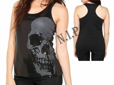 Hot Topic Visual Kei Punk Goth Tee T Shirt Teenage Runaway Skull Sequin Tank Top • $80.48