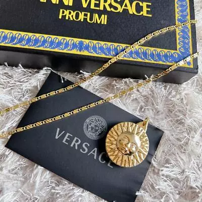 GIANNI VERSACE Sunburst 24KGP Necklace Gold Accessories Vintage With Box Used J • $198