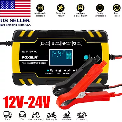 12V 24V 8A Car Battery Charger Smart Automatic Pulse Repair Starter AGM/GEL NEW • $21.99