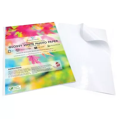 A4 Self Adhesive Gloss Photo Paper Sticky Sheets Inkjet Printers Packaging Label • £2.79