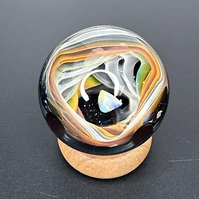 Handmade Contemporary Art Glass Vortex Marble 1.69  Abstract Fume Opal Boro MIB • $149.99