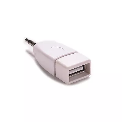 White 3.5mm Male AUX Audio Plug Jack To USB 2.0 Female Converter Adapter Pl_-_ • $6.62