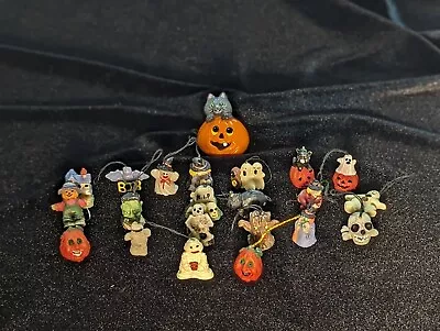 Russ Lapel Pin And Miniature Enamled Ceramic Halloween Ornament Lot Collectible • $50