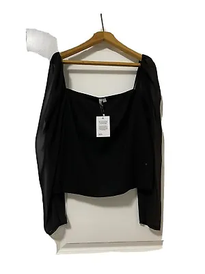 $45 • Buy Asos Curve Top Size 22 Black Crop Style See Through Long Sleeves