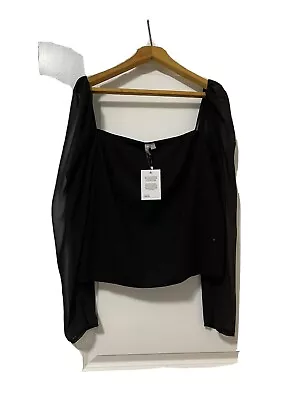 $45 • Buy Asos Curve Top Size 22 Black Crop Style See Through Long Sleeves