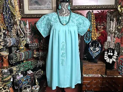 Absolutely Beautiful “J. Marie” Aqua And Shades Of Green Oaxacan Style M/L • $120