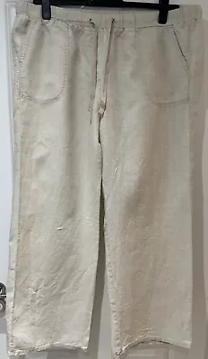 M&S Ladies Linen Trousers Wide Leg Natural Colour Size 18 • £4.50