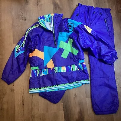 Vtg 80s Ski Suit Obermeyer Snowsuit Snowboard Jacket Pants Snow Bib Womens 10 • $129.99