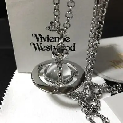 Vivienne Westwood  Necklace Small Orb Silver Clear IN BOX [E0151 • $158.90