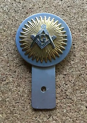 Vintage Masonic Freemasonry Square And Compasses License Plate Topper • $125