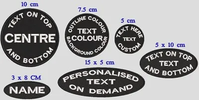 CUSTOM Ovals & Circles Badge TEXT Sew On Hook And Loop Embroidered Patch • £6