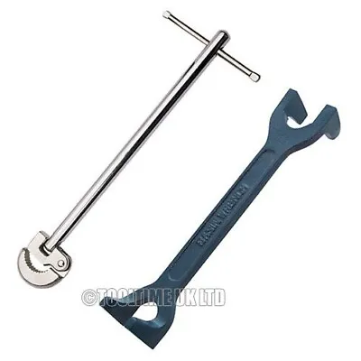 PLUMBERS 15/22mm FIXED BASIN WRENCH & 11  ADJUSTABLE TAP NUT SPANNER BATH SINK • £11.99