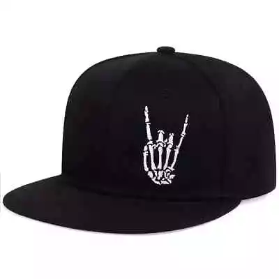 Skeleton Hands Devil Horns Rock N Roll Embroidered Baseball Cap Hat • $17.49