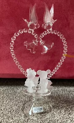 Disney Mickey And Minnie Wedding Cake Topper Hand Blown Glass • $76