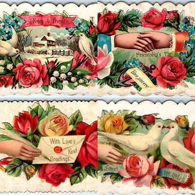 X4 LOT C1880s Monicke Calling Cards Names Art Die Cut Flap Trade Hand C51 • $11.25