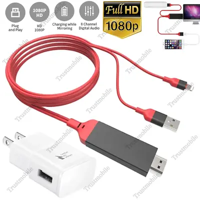 For IPhone 14 13 12 11 6 7 8 HDMI Mirroring Cable Phone To TV HDTV Adapter 1080P • $13.60