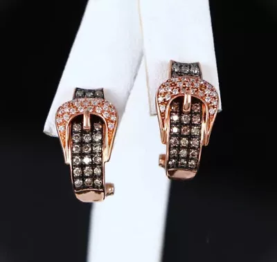 14k Rose Gold Plated 2.00 Ct Lab-Created Chocolate Diamond Huggie Hoop Earrings • $89.99