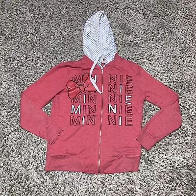 Minnie Mouse Womens Hoodie Full Zip Sweatshirt Size Medium Disney Red • $12.99