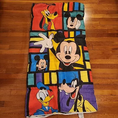 VTG Mickey Mouse Unlimited Disney World Sleeping Bag Goofy Pluto 30” X 57” • $28.99