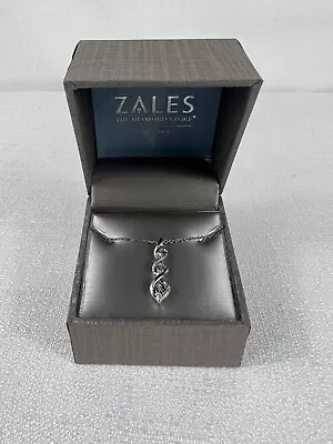 Zales Infinity Curved 3 Stone Diamond Accent Pendant $100 Retail New!  • $49.99