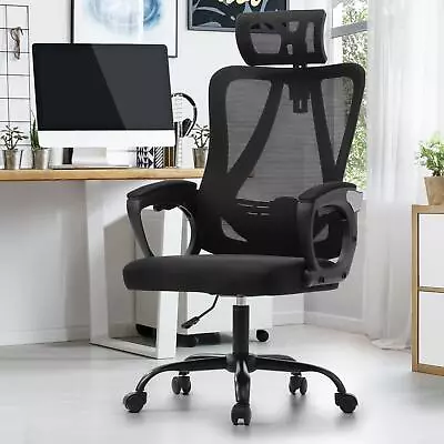 Oikiture Mesh Office Chair Adjustable Lumbar Support Reclining Computer Black • $125.90