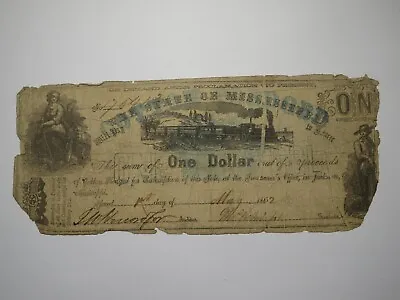 $1 1862 Jackson Mississippi Obsolete Currency Bank Note Bill! State Of MS • $79.99