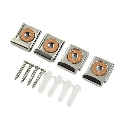 Stainless Steel Mirror Wall Hanging Kit Set Of 4 Clips For Frameless Mounting • £3.17
