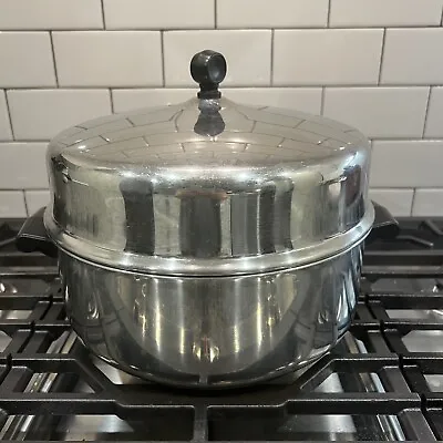 Vintage Farberware 5 Qt Stock Pot With Lid Stainless Steel Aluminum Clad USA • $23.49