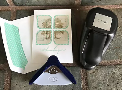 Stampin Up 1 3/8  Square Punch + Creative Memories Corner Rounder + Card LOT • $10