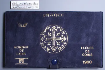 1980 France - 10 Coin Set Fleurs De Coins Monnaie De Paris - Felt Holder And COA • $115.99
