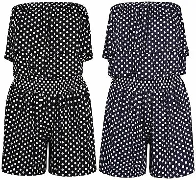 £13.99 • Buy Ladies Playsuit Jumpsuit Polka Dot Shorts Bandeau Elasticated Summer New Womens 