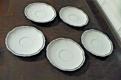 $25 • Buy Eschenbach Balmoral Baronet China Patrician Gray Silver Rim 5 Saucers