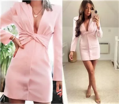 Zara Woman Light Pink Draped Blazer Dress Size M • £89.95