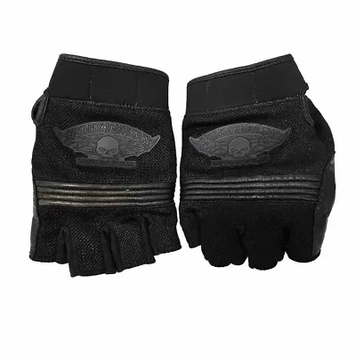 Harley Davidson Fingerless Gloves Black Medium Biker Riding Gear Vtg • $29.95