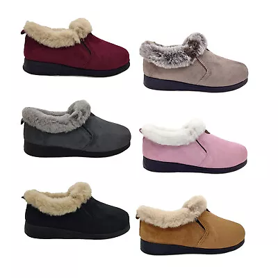 Panda Elivia Ladies Slippers High Cut Double Elastic Furry Trim Slip On Fabric   • $44.95