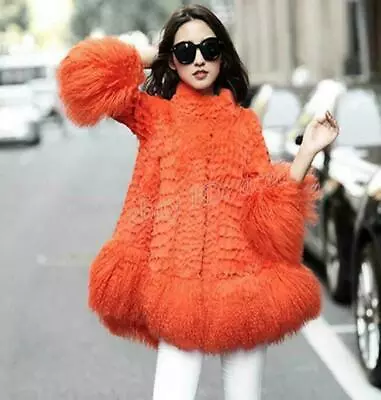 Women Fur Coat Mongolia Lamb Real Fur Warm Coat Overcoat New Skirt Hem Jacket • $200.19