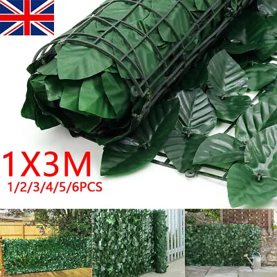 Artificial Hedge Fake Ivy Leaf Garden Fence Privacy Screening Roll Wall Panel UK • £79.98