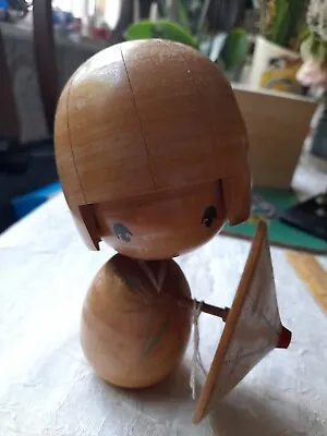 £25 • Buy Vintage Japanese Kokeshi Wooden Carved Doll - Collectable - Signed Umbrella 