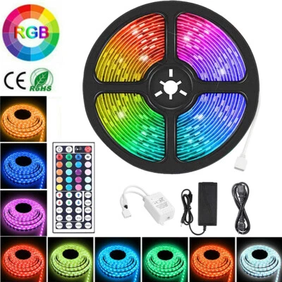 $15.15 • Buy 5M 10M 20M 30M 40M 50M RGB LED Strip Light 5050 44Key IR Remote 12V Power Supply