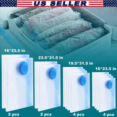 $7.95 • Buy Vacuum Storage Bags Clear Garment Seal Clothes Hand Pump Home Travel Space Saver