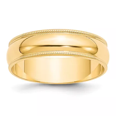 10K Yellow Gold 6mm Milgrain Half Round Classic Wedding Band Ring Size 5 • $342