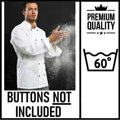 Mens 5XL White Chef Jacket Uniform Premium Long Sleeved Kitchen Caterer Unisex • £13.99