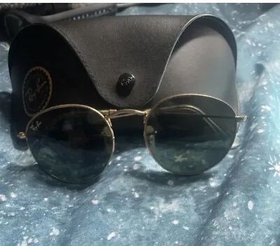 Ray Ban RB3447 Round Frame Gold Band Dark Lense Classic Authentic Ray Ban • $72