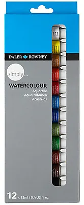 Daler Rowney Simply Watercolour Paint Set - 12 X 12ml Tubes • £9.45