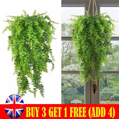 Artificial Fern Hanging Plants Fake Ivy Trailing Leaves Decor For Indoor Outdoor • £2.79