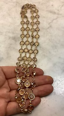 Vintage SWAROVSKI Crystal Yellow Champagne Open Bezel Necklace • $50